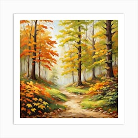 Forest In Autumn In Minimalist Style Square Composition 36 Art Print