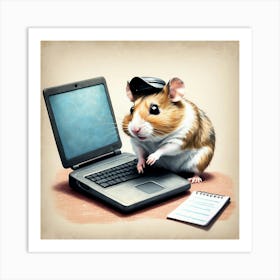 Hamster On A Laptop 2 Art Print