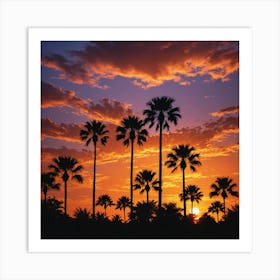 Sunset Palm Trees Art Print