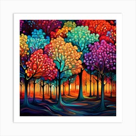 Colorful Trees In The Forest Art Print