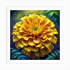 Yellow Zinnia Flower 1 Art Print