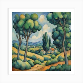 Pastoral Dreamscape Painting Inspired By Paul Cezanne 0 Art Print