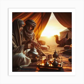 Bedouins Enjoying Tea At Dusk Art Print