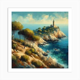 Lighthouse On The Cliff 1 Art Print