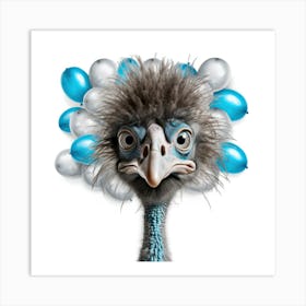 Ostrich With Balloons Art Print