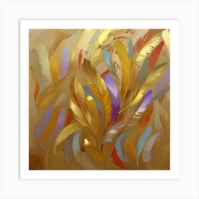 Gold Feathers 4 Art Print