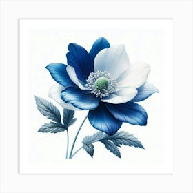 Blue Anemone Flower Art Print