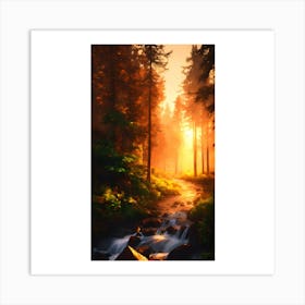 Stream In The Forest 1 Art Print