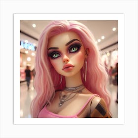 Pink Haired Doll Art Print