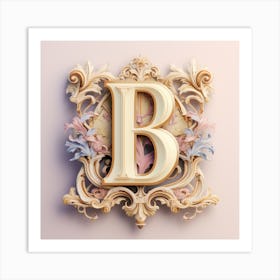 B Monogram Logo Art Print