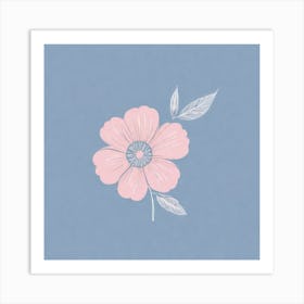 A White And Pink Flower In Minimalist Style Square Composition 230 Art Print