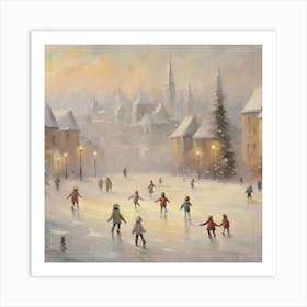 Skating On The Ice Art Print