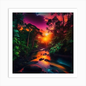 Sunset In The Jungle Art Print