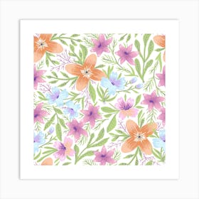 Floral Pattern Art Canvas Art Print