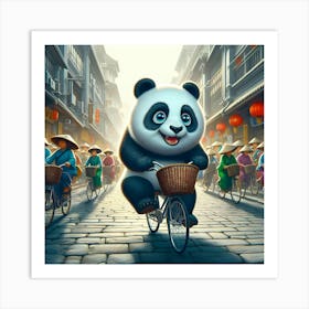 Panda Bear On A Bicycle 6 Art Print