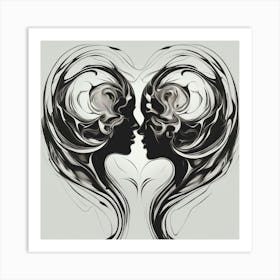 Two Faces In Love Art Print