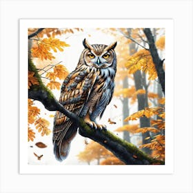 Owl In The Forest 155 Art Print