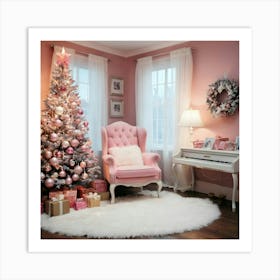 Christmas Tree In A Pink Room Art Print