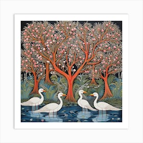 Swans In The Water Art Print