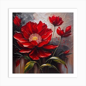 Red Flower Painting Art Print