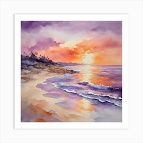 Sunset On The Beach Art Print