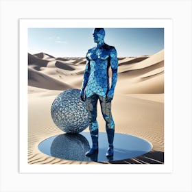 Blue Man In The Desert 14 Art Print