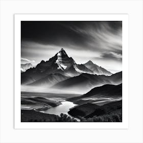 Black And White Mountain Landscape 5 Art Print