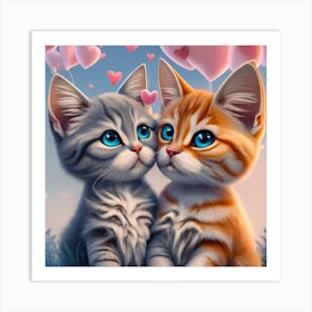 Two Kittens Kissing Art Print