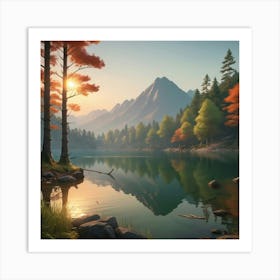 Sunset On The Lake Art Print