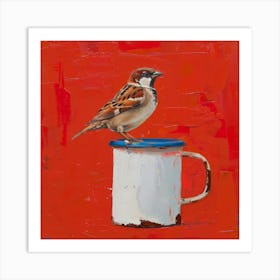 Sparrow In A Mug 2 Art Print