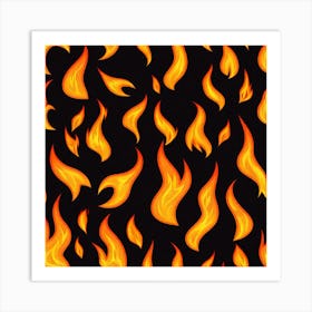 Flames On Black Background 42 Art Print