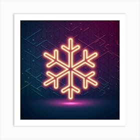 Neon Snowflake Vector Illustration Art Print