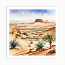 Watercolor Desert Landscape 9 Art Print