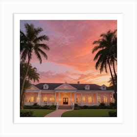 Sunset At The Mansion Art Print