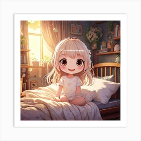 Firefly Chibi Girl Smiling In A Cozy Bedroom 36801 (3) Art Print