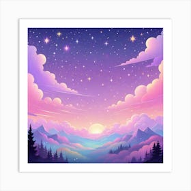 Sky With Twinkling Stars In Pastel Colors Square Composition 147 Art Print