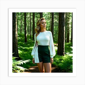 Beautiful Woman In The Forest 5 Art Print