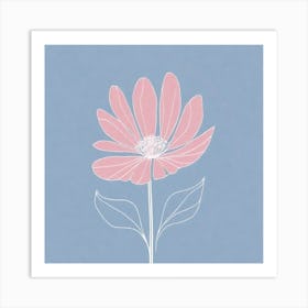 A White And Pink Flower In Minimalist Style Square Composition 192 Art Print