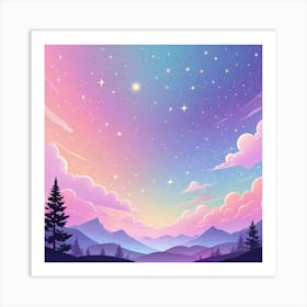 Sky With Twinkling Stars In Pastel Colors Square Composition 82 Art Print