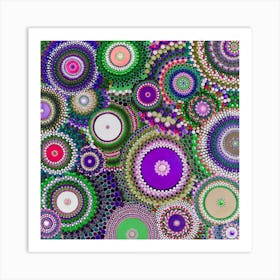 Pohutukawa Purple And Green Square Art Print
