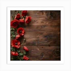 Anzac Day Wooden Table From Above Banner Texture 1718 Art Print