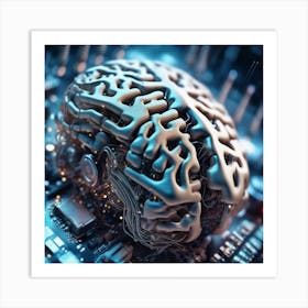 Brain On A Circuit Board 64 Art Print