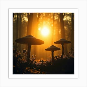 Mushrooms In The Forest 7 Art Print