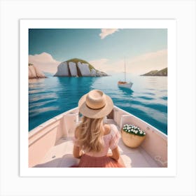 Girl On A Boat Art Print