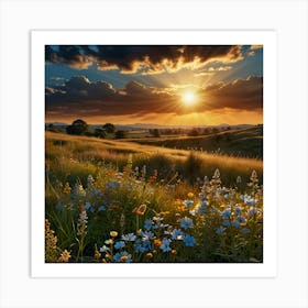 Sunset In The Meadow 3 Art Print