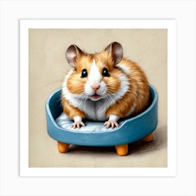 Hamster In Bed Art Print