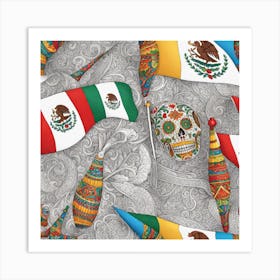 Mexican Flags 17 Art Print