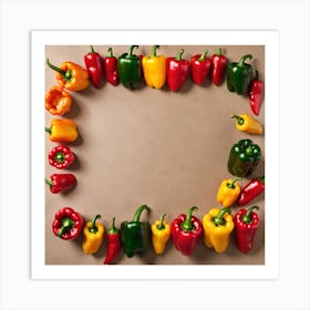 Frame Created From Bell Pepper On Edges And Nothing In Middle (50) Art Print