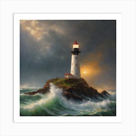 Lighthouse oil painting #1 Art Print