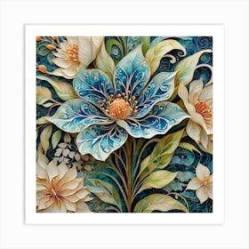 Flowers In Blue And White Art Print